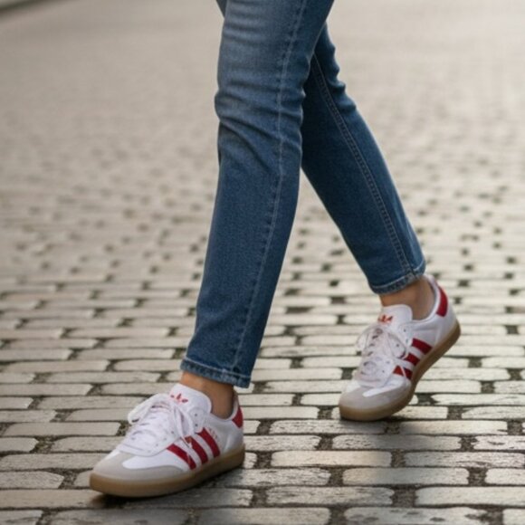 adidas Women's Sambae Shoes 'White Better Scarlet Gum' - Size10.5 (NEW IN BOX) - Picture 4 of 9